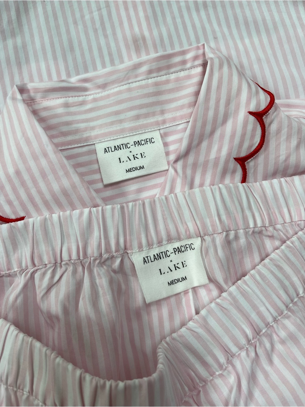 LAKE x Atlantic Pacific Lottie Cotton Pajama Set Size Medium Primrose Stripe - Picture 10 of 11